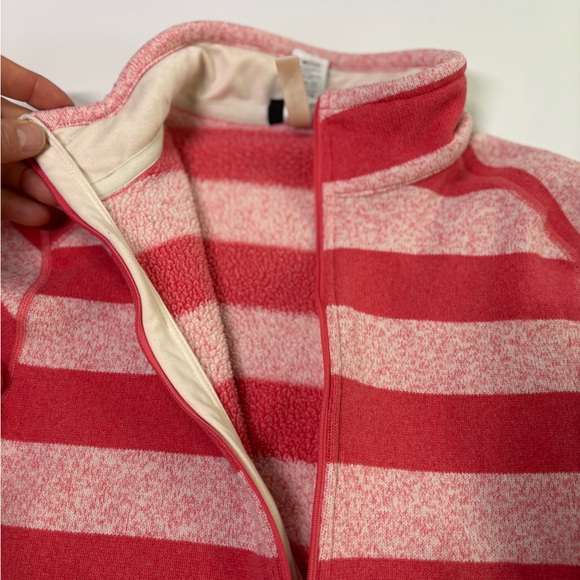 Patagonia Women’s Light Pink Striped Half-Zip Fleece Pullover Size L - Picture 4 of 11